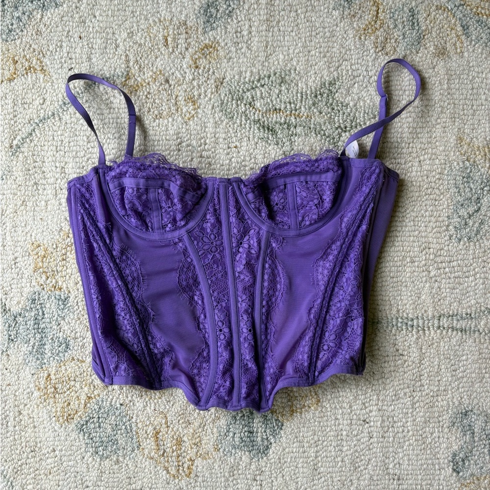 Urban Outfitters Out from Under Modern Love Purple Lace Corset Bustier Size M